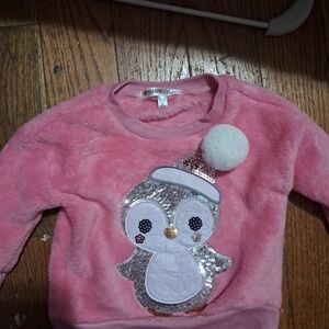 Pink Fuzzy Penguin Sweater